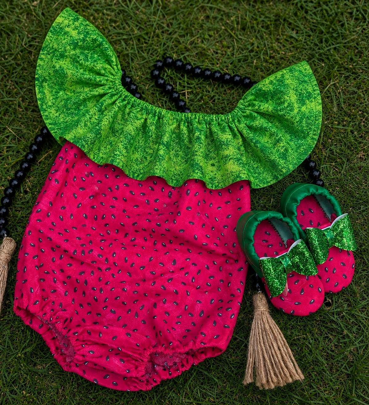 Watermelon ruffle sleeve bubble🍉