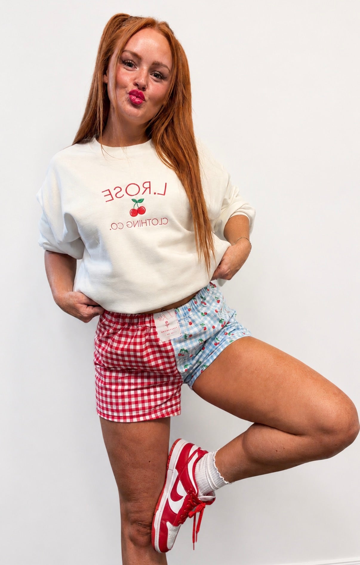 Cherry Picnic crew or tee🧺🍒🩵