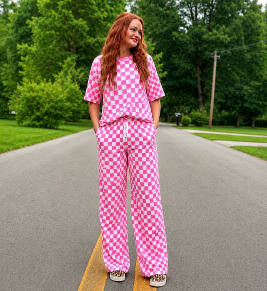 Checkered pants sets