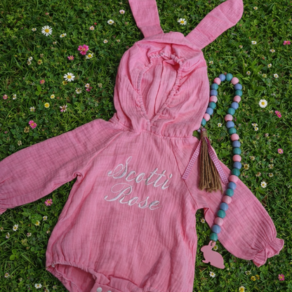 Embroidered bunny romper 🩵🩷