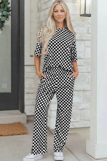 Checkered pants sets