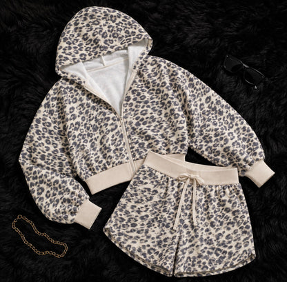 Leopard zip up set