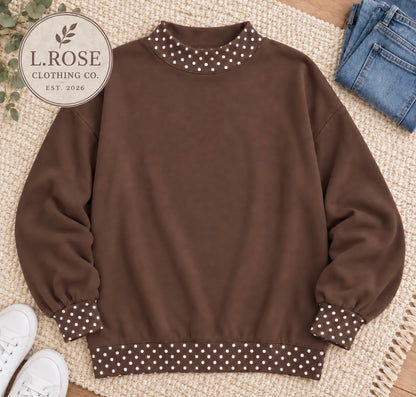 Mocha Dot Mock Neck