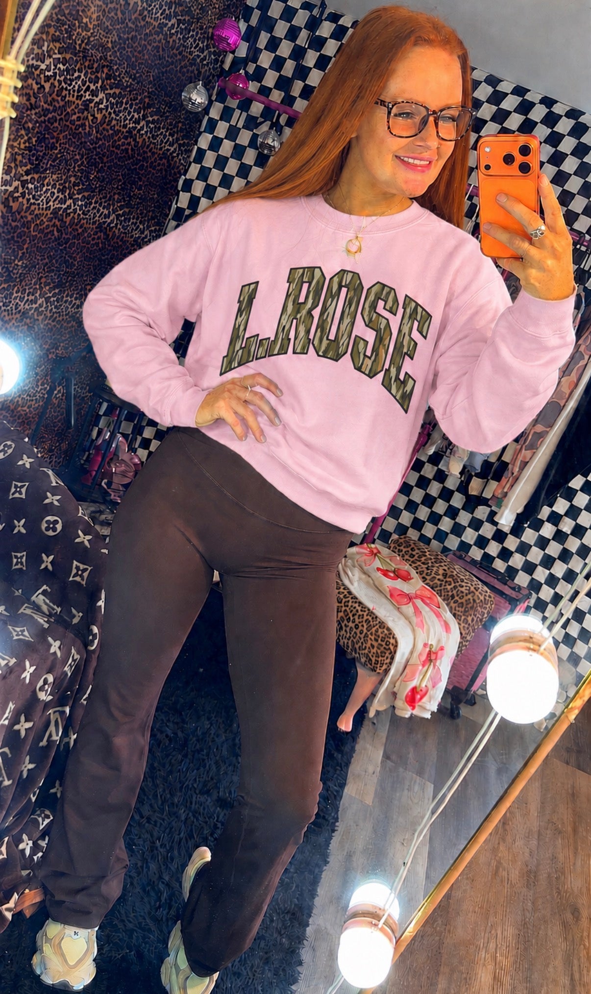 L.ROSE bottomland pink crew or tee