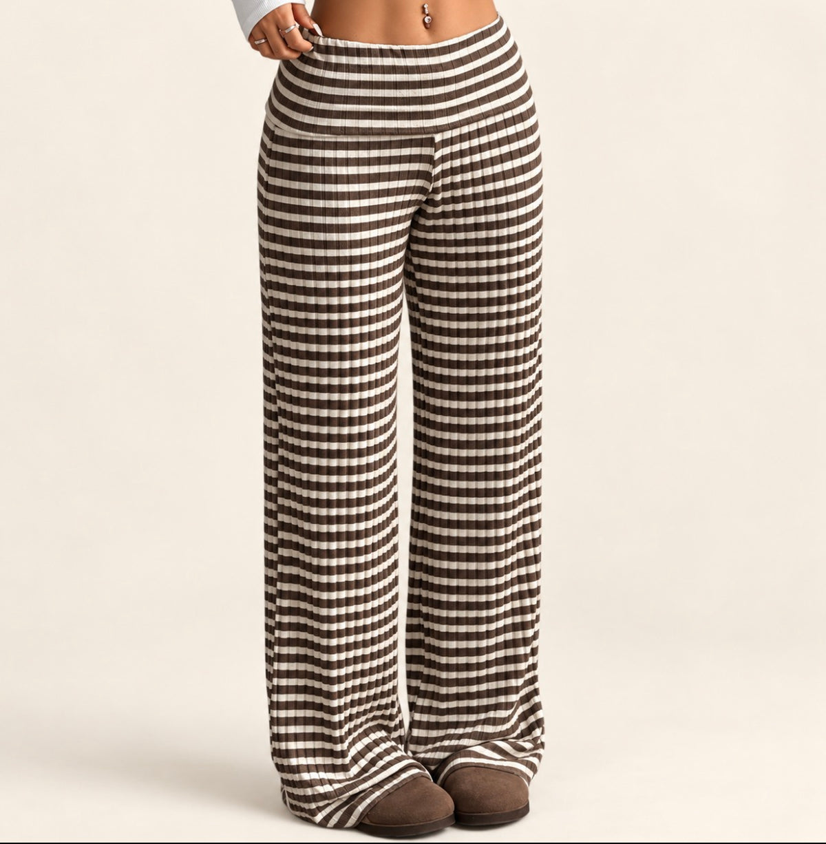 Ribbed striped pants