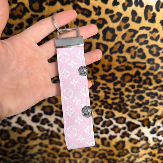 Pink label keychain
