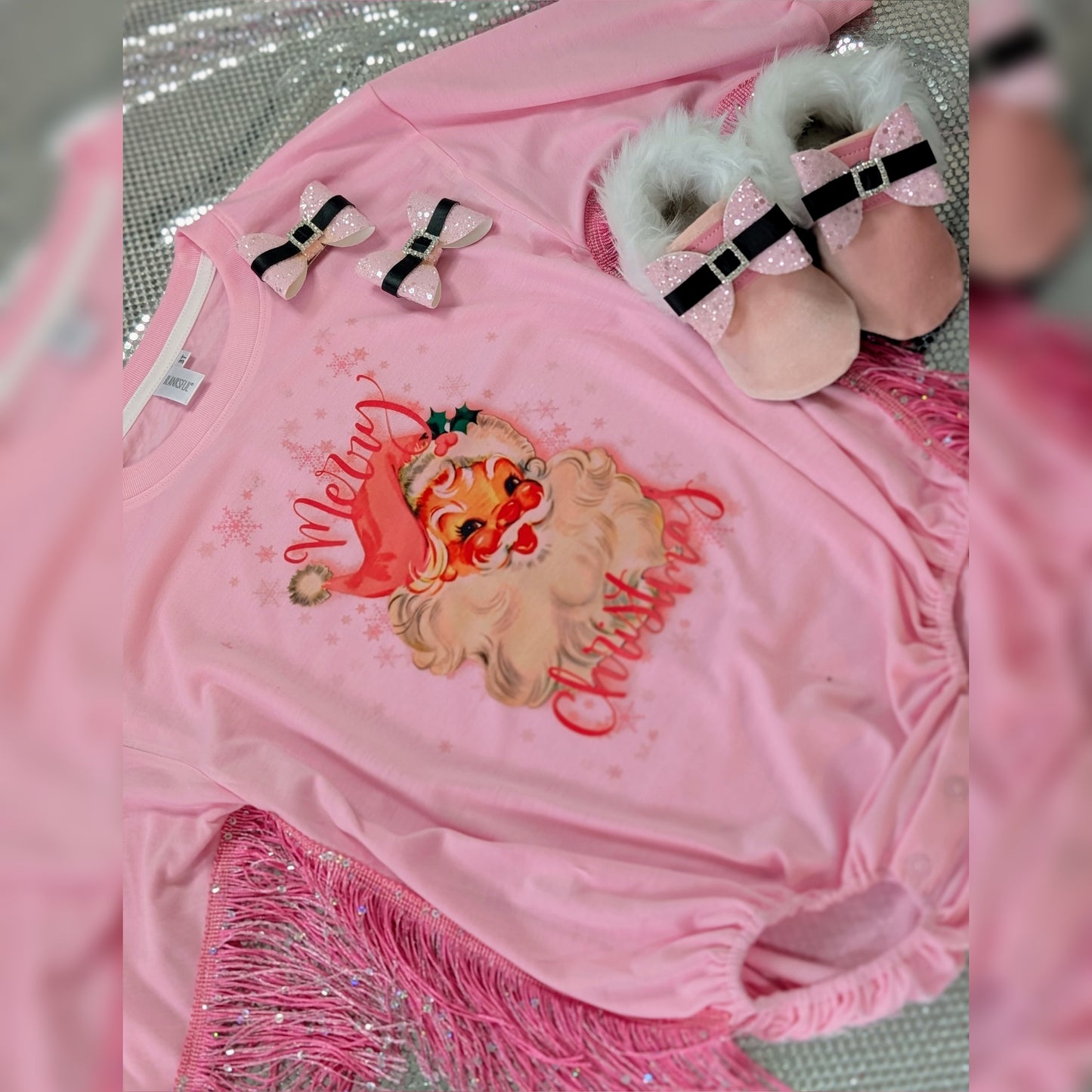 Pink Santa Bubble or long sleeve T-shirt🩷✨